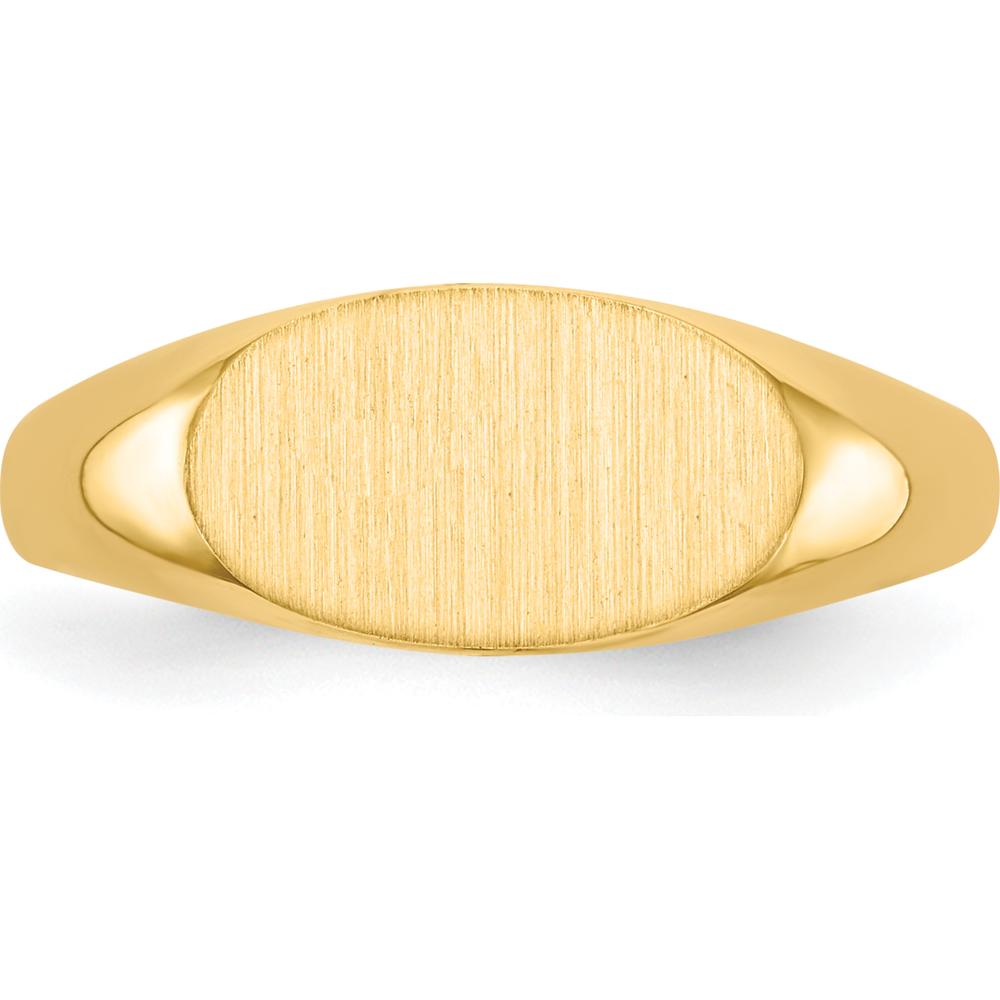 14K Yellow Gold Polished & Satin Finish Signet Ring with Engravable Top - 11.5mm x 6.5mm by 0