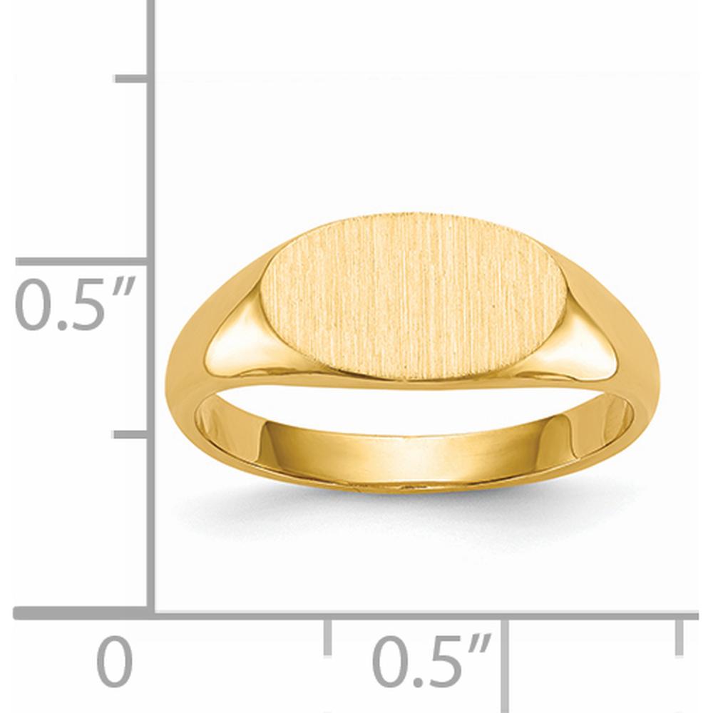 14K Yellow Gold Polished & Satin Finish Signet Ring with Engravable Top - 11.5mm x 6.5mm by 0