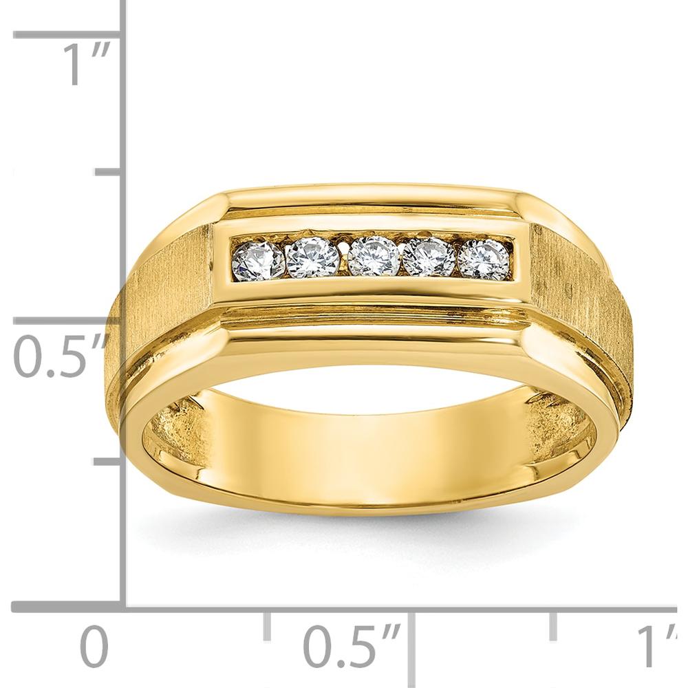 14K Yellow Gold Polished and Satin Five Stone Men's Ring Mounting - 14mm Top Width by Oro Pregiato