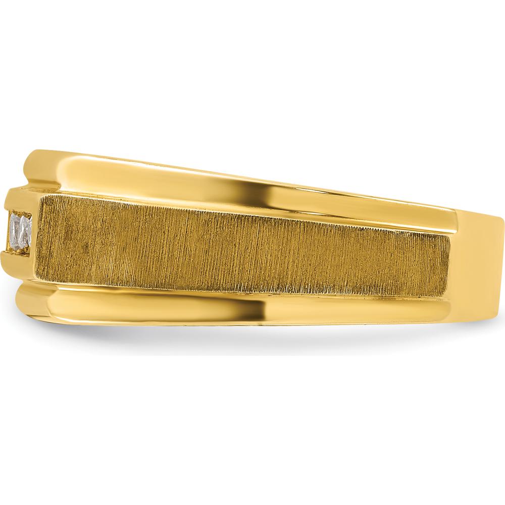 14K Yellow Gold Polished and Satin Five Stone Men's Ring Mounting - 14mm Top Width by Oro Pregiato