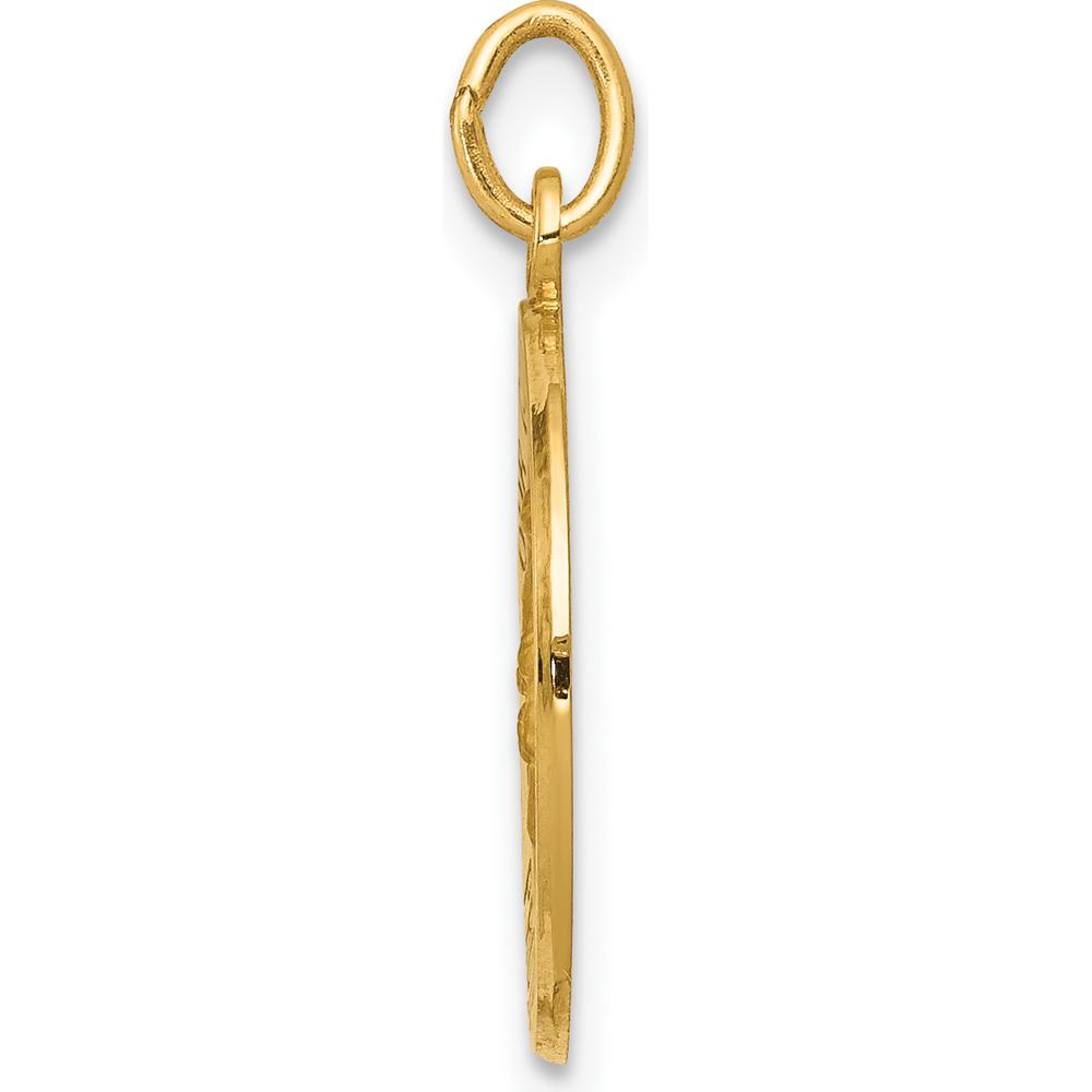 14K Yellow Gold Polished and Satin Guardian Angel Medal Charm - Spiritual Protection Pendant by Oro Pregiato