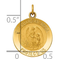 14K Yellow Gold Polished and Satin Guardian Angel Medal Charm - Spiritual Protection Pendant by Oro Pregiato