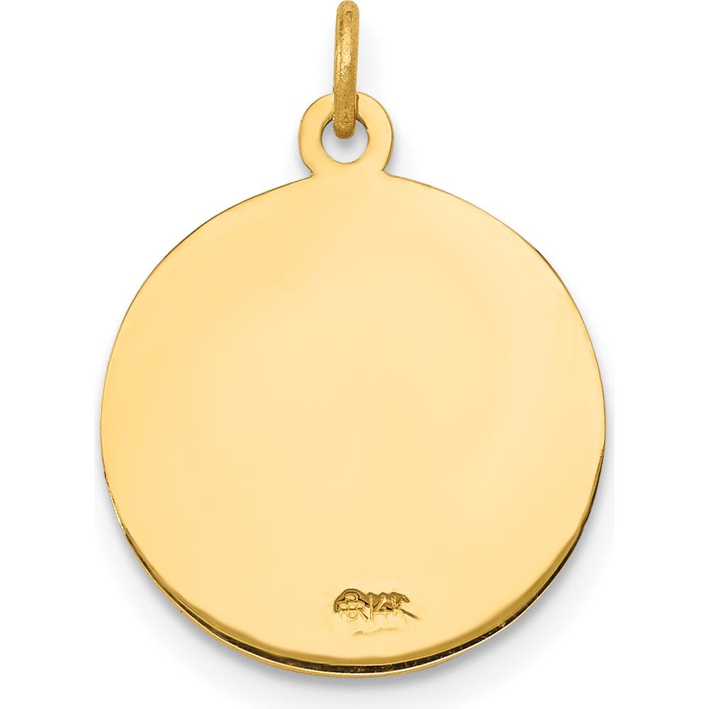 14K Yellow Gold Polished and Satin Guardian Angel Medal Charm - Spiritual Protection Pendant by Oro Pregiato