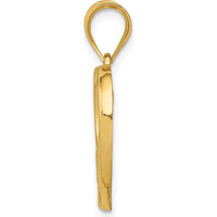 14K Yellow Gold Polished and Satin Heart Pendant - Mom and Baby Design by Oro Pregiato