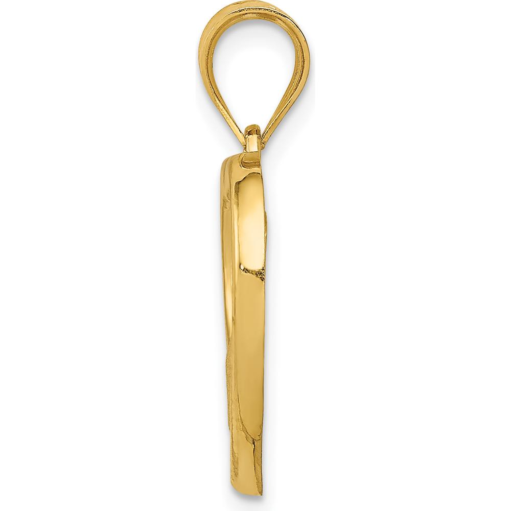 14K Yellow Gold Polished and Satin Heart Pendant - Mom and Baby Design by Oro Pregiato