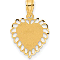 14K Yellow Gold Polished and Satin Heart Pendant with Scalloped Border - Engravable by Oro Pregiato