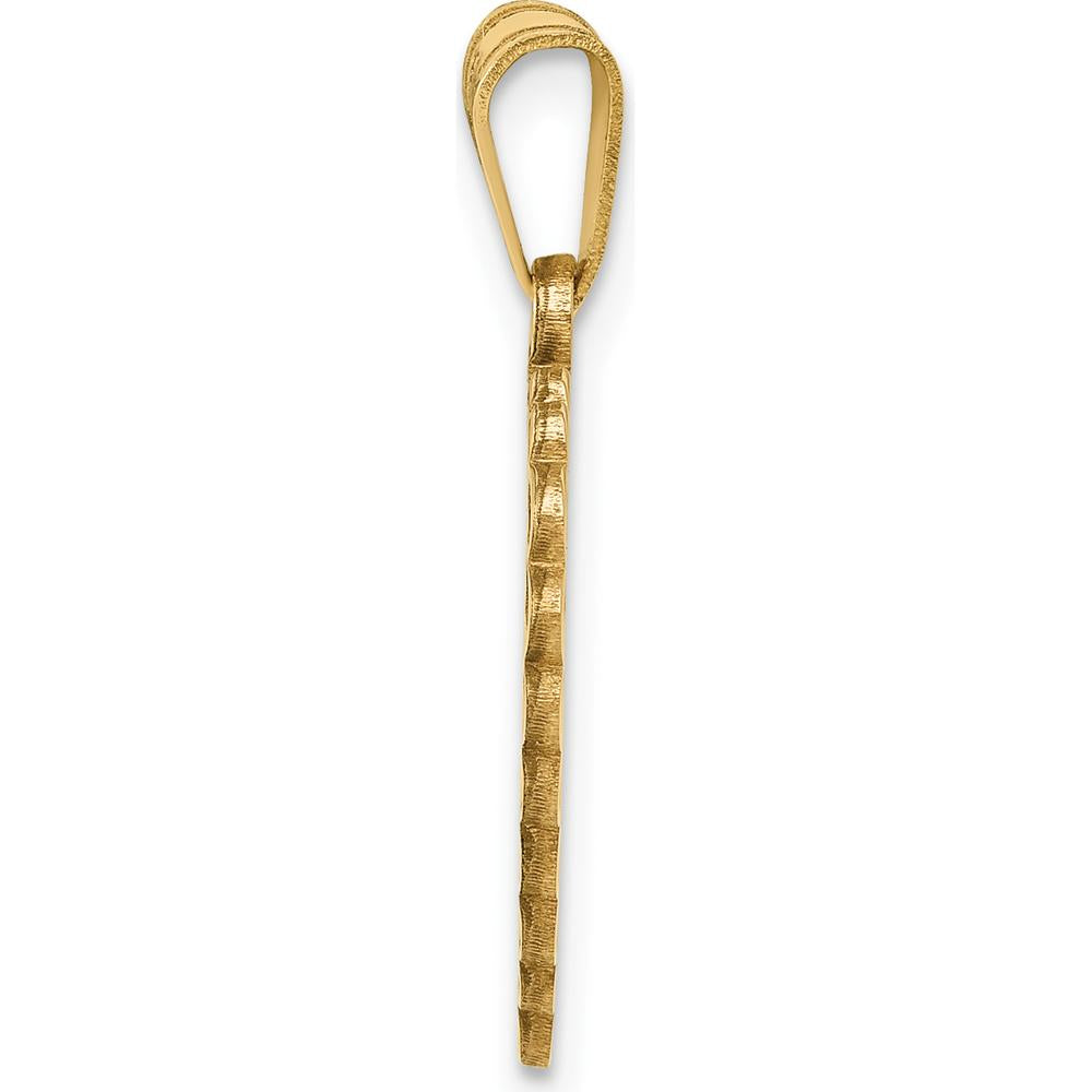 14K Yellow Gold Polished and Satin Heart Pendant with Scalloped Border - Engravable by Oro Pregiato