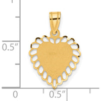 14K Yellow Gold Polished and Satin Heart Pendant with Scalloped Border - Engravable by Oro Pregiato