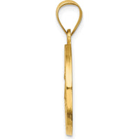 14K Yellow Gold Polished and Satin Hollow Caridad Del Cobre Medal Pendant - Spiritual Symbol of the Virgin of Charity by Oro Pregiato