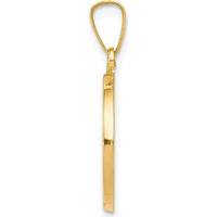 14K Yellow Gold Polished and Satin Hollow Confirmation Medal Pendant - 18mm by Oro Pregiato