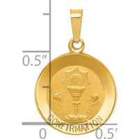 14K Yellow Gold Polished and Satin Hollow Confirmation Medal Pendant - 18mm by Oro Pregiato