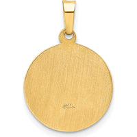 14K Yellow Gold Polished and Satin Hollow Confirmation Medal Pendant - 18mm by Oro Pregiato