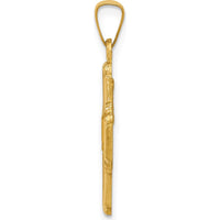 14K Yellow Gold Polished and Satin Hollow Four-Way Medal Pendant by Oro Pregiato