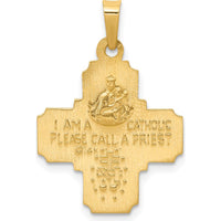 14K Yellow Gold Polished and Satin Hollow Four-Way Medal Pendant by Oro Pregiato