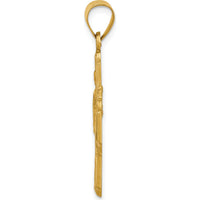 14K Yellow Gold Polished and Satin Hollow Four-Way Religious Medal Pendant - 34mm Length by 0