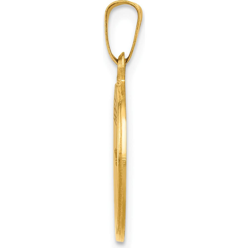14K Yellow Gold Polished and Satin Hollow Holy Communion Round Pendant - 17mm by Oro Pregiato