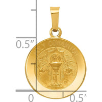14K Yellow Gold Polished and Satin Hollow Holy Communion Round Pendant - 17mm by Oro Pregiato