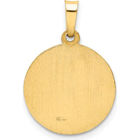 14K Yellow Gold Polished and Satin Hollow Holy Communion Round Pendant - 17mm by Oro Pregiato