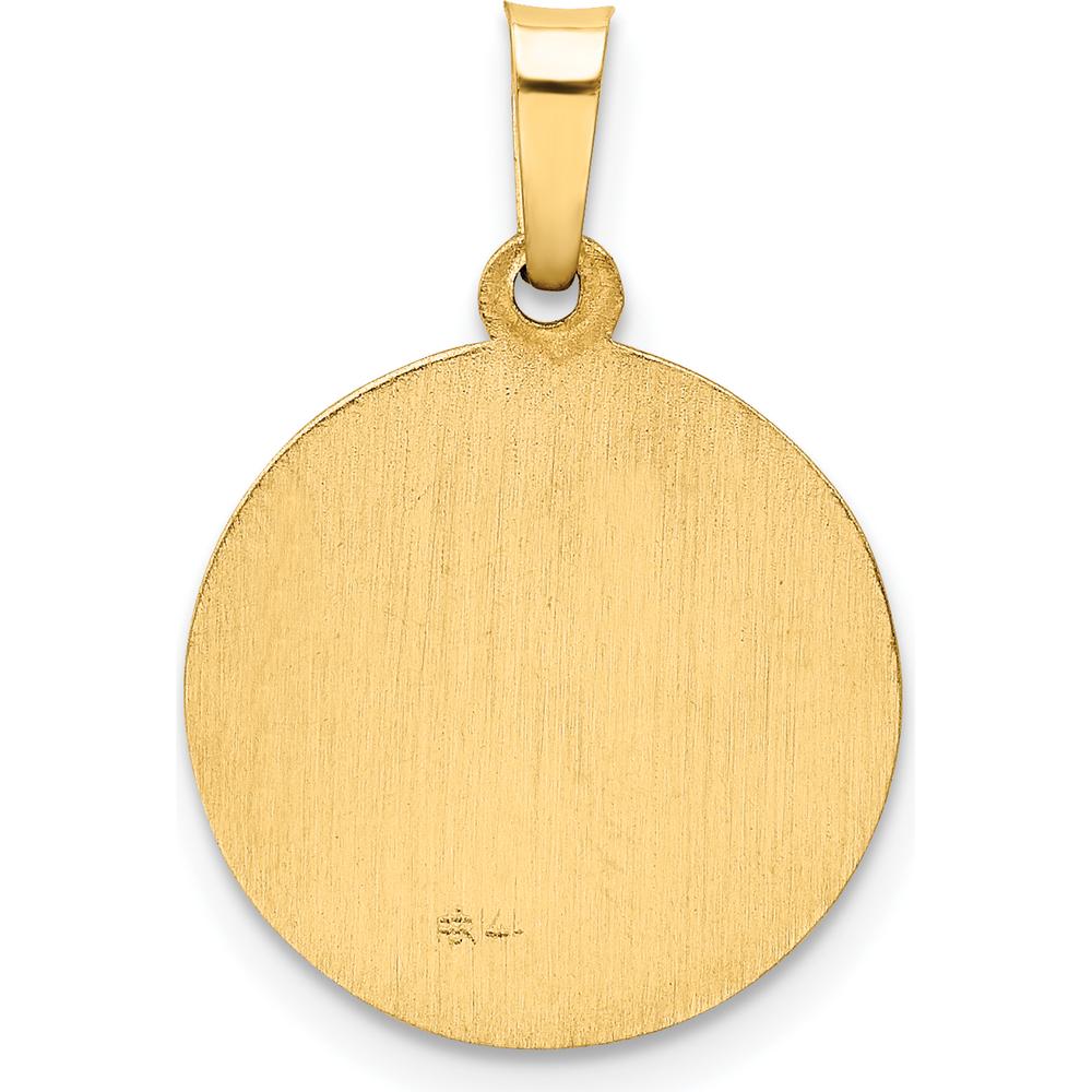 14K Yellow Gold Polished and Satin Hollow Holy Communion Round Pendant - 17mm by Oro Pregiato