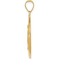 14K Yellow Gold Polished and Satin Hollow Miraculous Medal Oval Pendant - 31.5mm x 16mm by Oro Pregiato