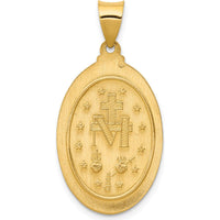 14K Yellow Gold Polished and Satin Hollow Miraculous Medal Oval Pendant - 31.5mm x 16mm by Oro Pregiato