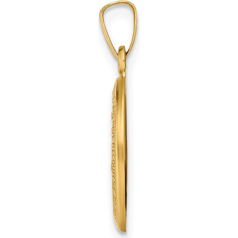 14K Yellow Gold Polished and Satin Hollow Miraculous Medal Oval Pendant by Oro Pregiato