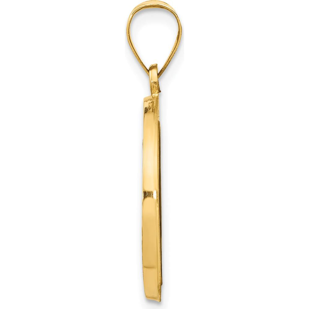14K Yellow Gold Polished and Satin Hollow Miraculous Medal Pendant - 27mm Length by Oro Pregiato