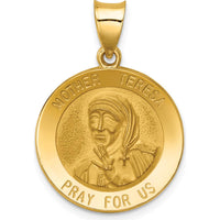 14K Yellow Gold Polished and Satin Hollow Mother Teresa Medal Pendant - 21mm Length, 19mm Width by Oro Pregiato
