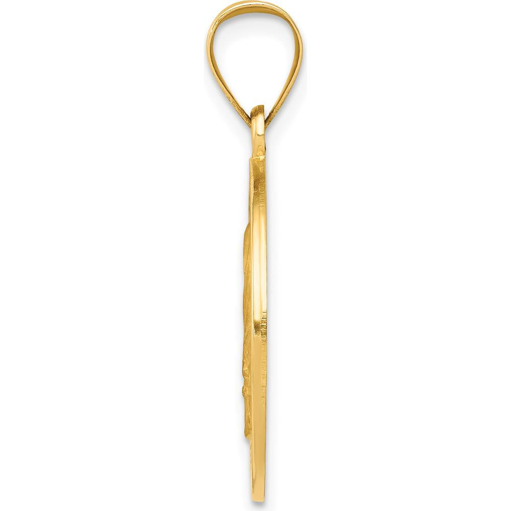 14K Yellow Gold Polished and Satin Hollow Mother Teresa Medal Pendant - 21mm Length, 19mm Width by Oro Pregiato