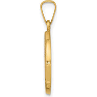 14K Yellow Gold Polished and Satin Hollow Our Lady of Fatima Round Pendant Charm with Inscription by Oro Pregiato