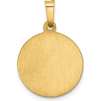 14K Yellow Gold Polished and Satin Hollow Our Lady of Fatima Round Pendant Charm with Inscription by Oro Pregiato