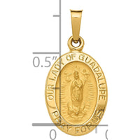 14K Yellow Gold Polished and Satin Hollow Our Lady of Guadalupe Medal Pendant - 23mm Length by Oro Pregiato