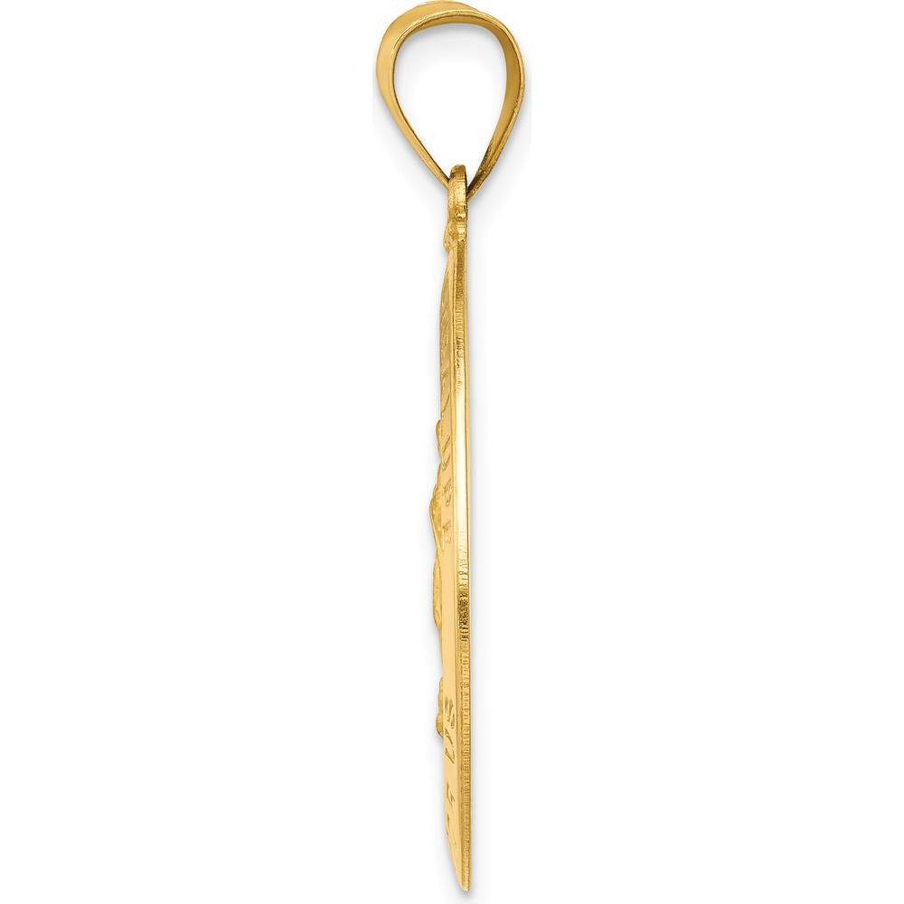 14K Yellow Gold Polished and Satin Hollow Our Lady of Guadalupe Oval Pendant by Oro Pregiato