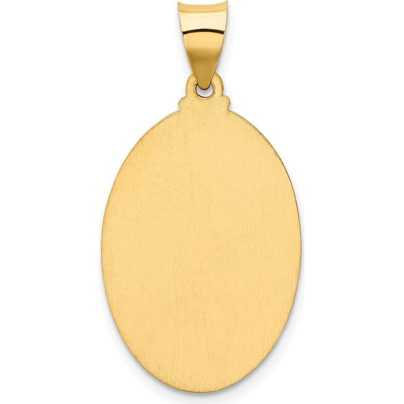 14K Yellow Gold Polished and Satin Hollow Our Lady of Guadalupe Oval P ...
