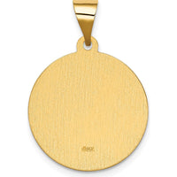 14K Yellow Gold Polished and Satin Hollow Our Lady of Guadalupe Round Pendant - Die Struck Design by Oro Pregiato
