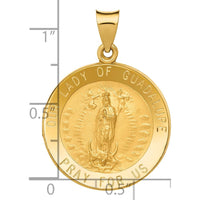 14K Yellow Gold Polished and Satin Hollow Our Lady of Guadalupe Round Pendant by Oro Pregiato