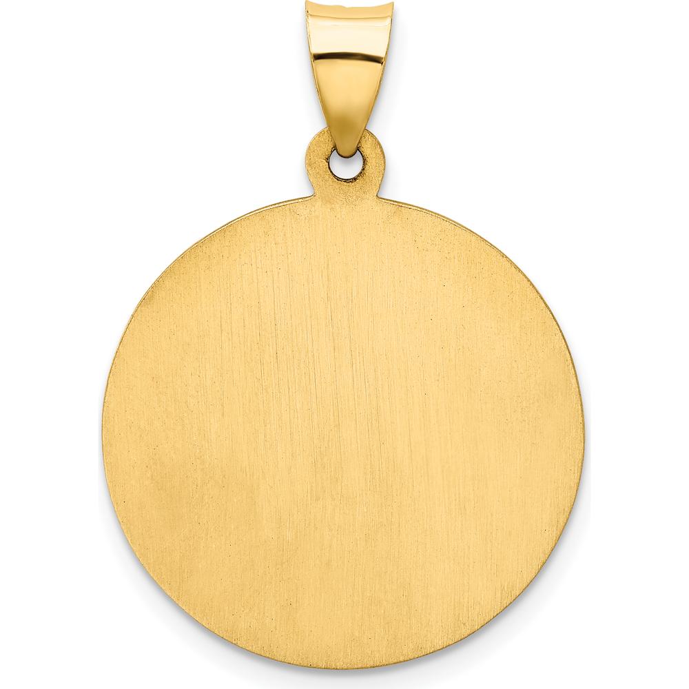 14K Yellow Gold Polished and Satin Hollow Our Lady of Guadalupe Round Pendant by Oro Pregiato