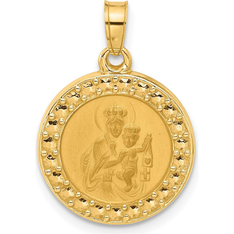 14K Yellow Gold Polished and Satin Hollow Our Lady of Mt. Carmel Medal ...