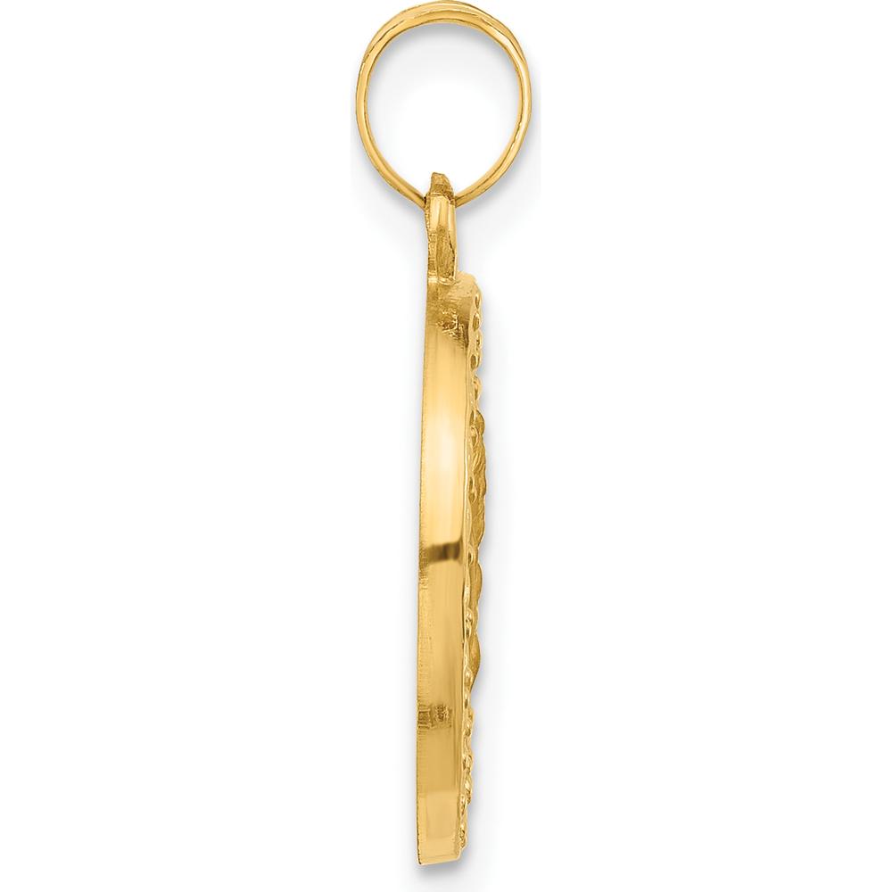 14K Yellow Gold Polished and Satin Hollow Our Lady of Mt. Carmel Medal Round Pendant - 16.2mm by Oro Pregiato