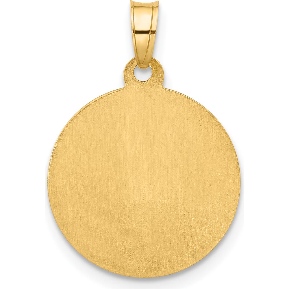 14K Yellow Gold Polished and Satin Hollow Our Lady of Mt. Carmel Medal Round Pendant - 16.2mm by Oro Pregiato