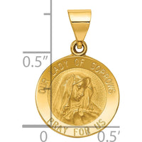 14K Yellow Gold Polished and Satin Hollow Our Lady of Sorrows Medal Pendant - 22.5mm by Oro Pregiato