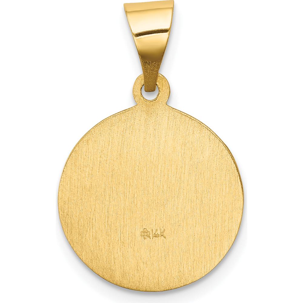 14K Yellow Gold Polished and Satin Hollow Our Lady of Sorrows Medal Pendant - 22.5mm by Oro Pregiato