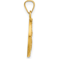 14K Yellow Gold Polished and Satin Hollow Sacred Heart of Jesus Medal Pendant - 22.7mm by Oro Pregiato