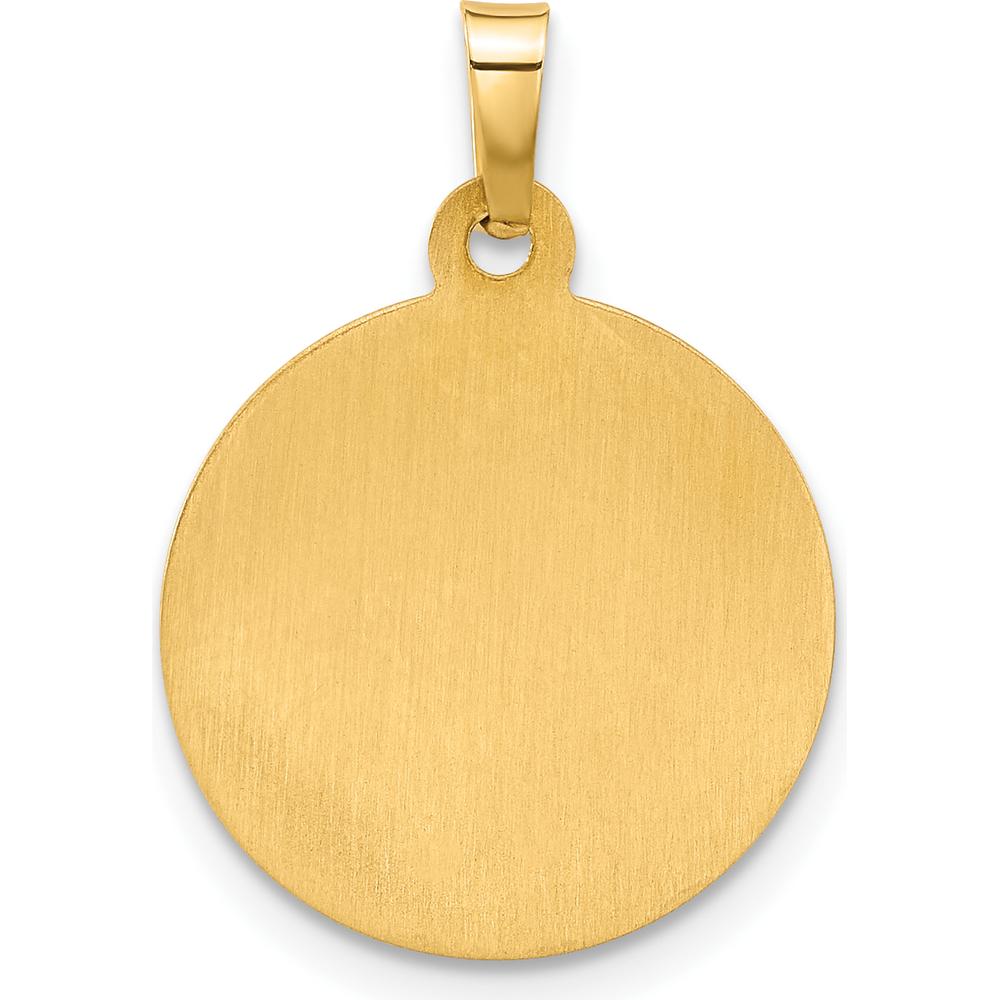 14K Yellow Gold Polished and Satin Hollow Sacred Heart of Jesus Medal Pendant - 22.7mm by Oro Pregiato