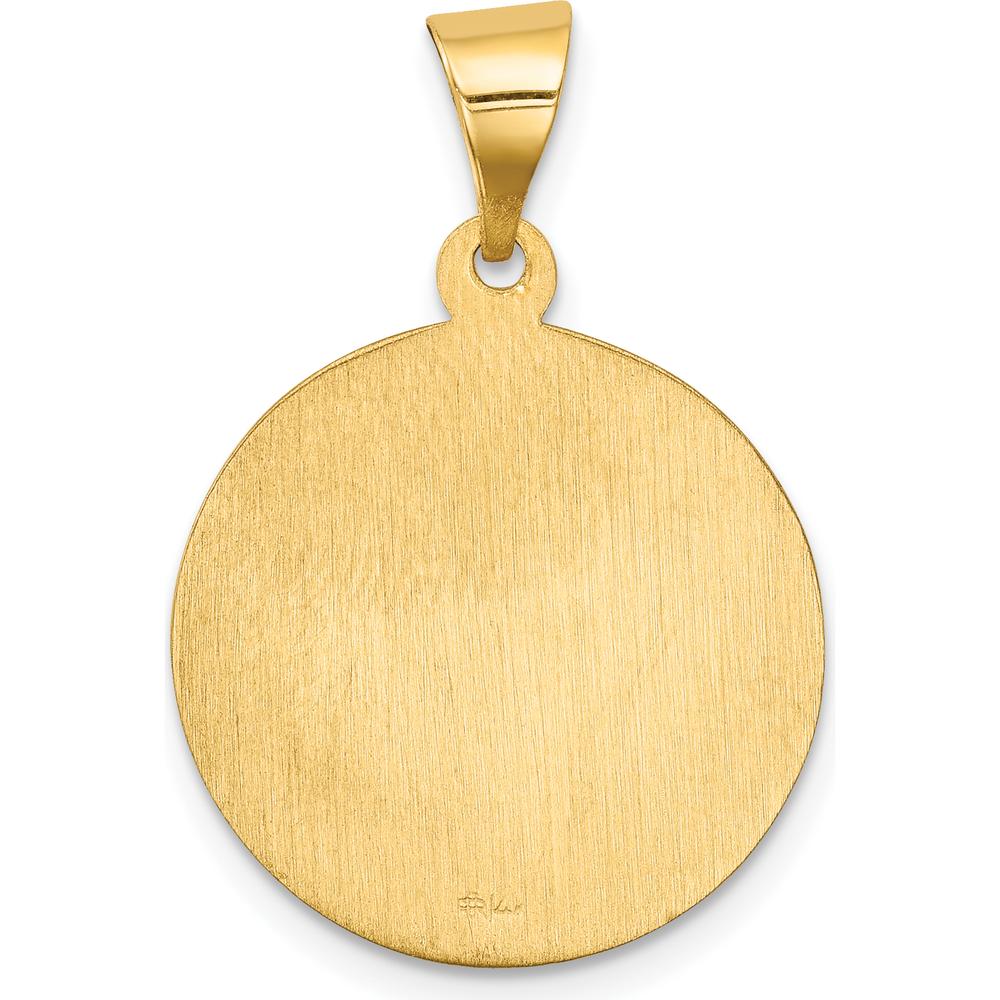 14K Yellow Gold Polished and Satin Hollow Sacred Heart of Mary Medal Pendant - 21.25mm x 18.5mm by Oro Pregiato