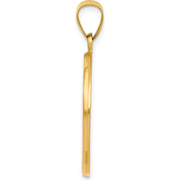 14K Yellow Gold Polished and Satin Hollow Saint Christopher Medal Pendant - 32mm Length by 0