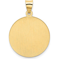 14K Yellow Gold Polished and Satin Hollow Saint Christopher Medal Pendant - 32mm Length by 0