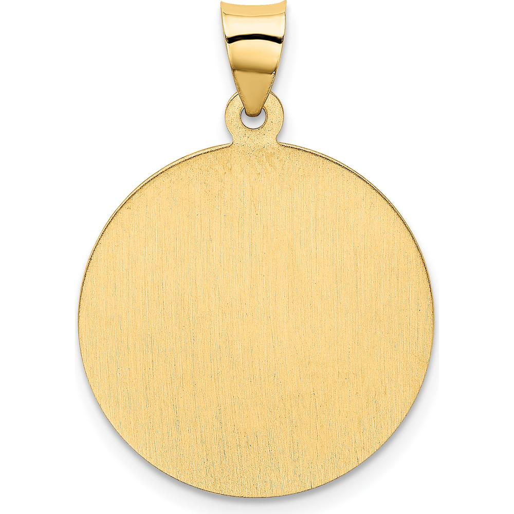 14K Yellow Gold Polished and Satin Hollow Saint Christopher Medal Pendant - 32mm Length by 0