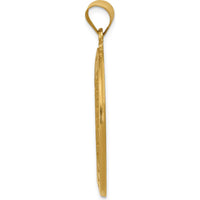 14K Yellow Gold Polished and Satin Hollow Saint Christopher Medal Pendant - 37mm Length by 0