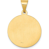 14K Yellow Gold Polished and Satin Hollow Saint George Medal Pendant - 27.25mm Length by Oro Pregiato